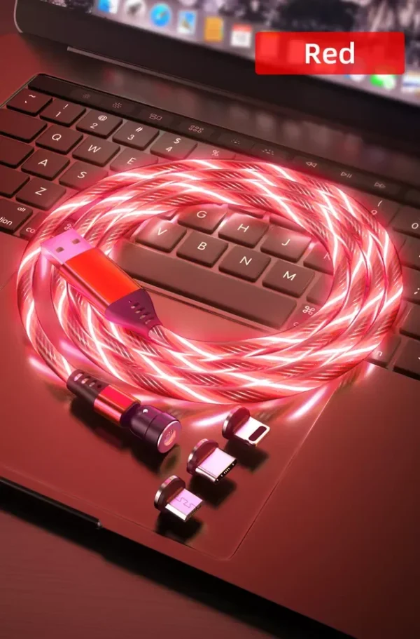 3-in-1 light-up USB charging cable with 360-degree magnetic heads - Image 2