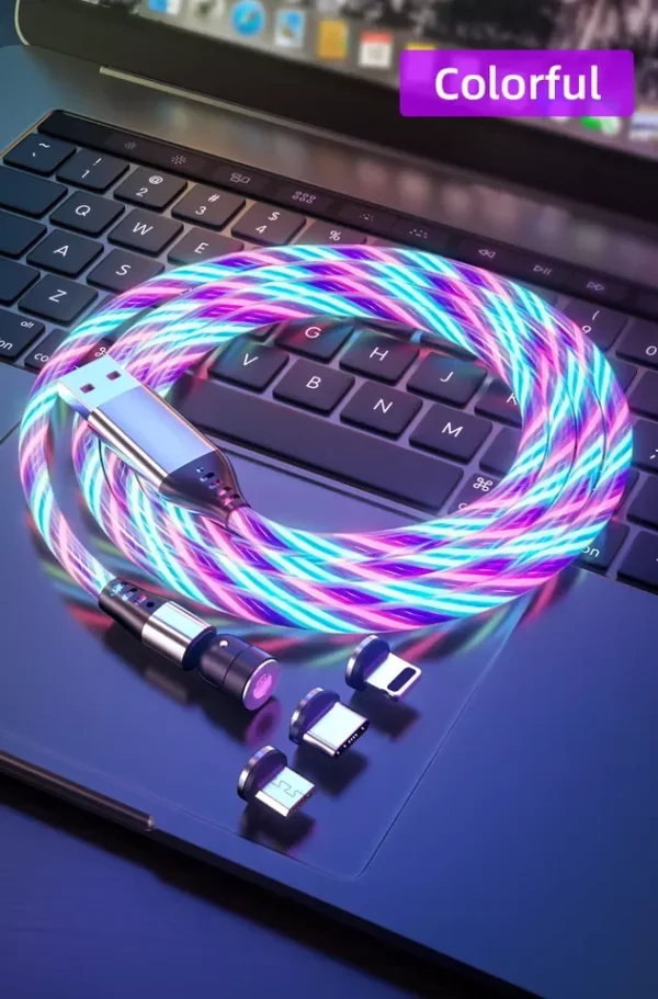 3-in-1 light-up USB charging cable with 360-degree magnetic heads - Image 4